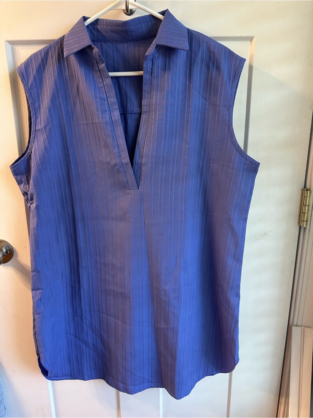 SHEIN Sleeveless V-Neck Collared Swim Coverup in Blue